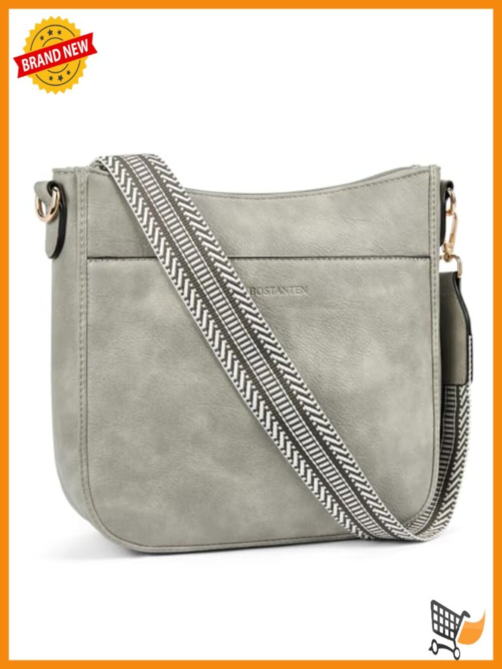 Vegan Leather Crossbody Bag Wide Guitar Strap Hobo